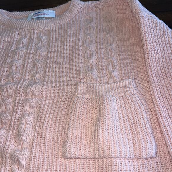 Vintage Avon Fashions Peach Cotton Tunic Sweater Sz M Cable Knit Pocket 80s Warm - Picture 2 of 8